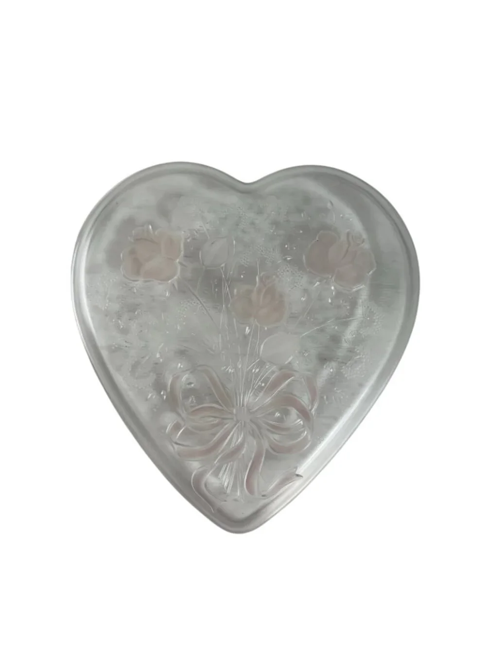 MIKASA Crystal Sweetheart Bouquet Pink Roses Heart Plate Original Box